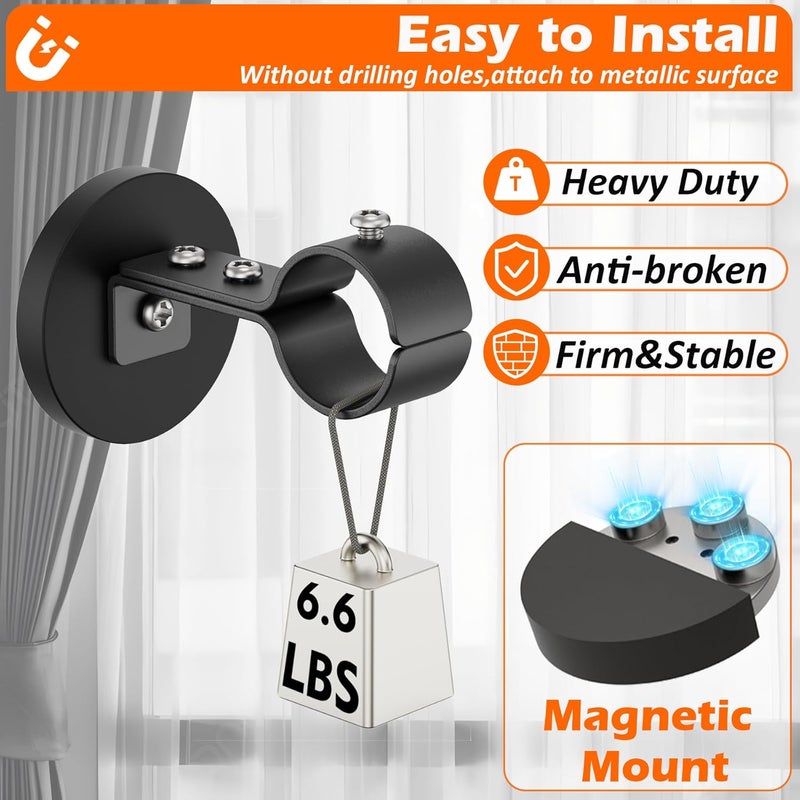 MUTUACTOR Magnetic Curtain Rod Brackets,Heavy Duty Magnet Curtain Rod Bracket for Metal Doors,2PCS Anti-scratch Curtain Holders for Hanging Window Rods Café Rods Spring Tension Rods - Image 3